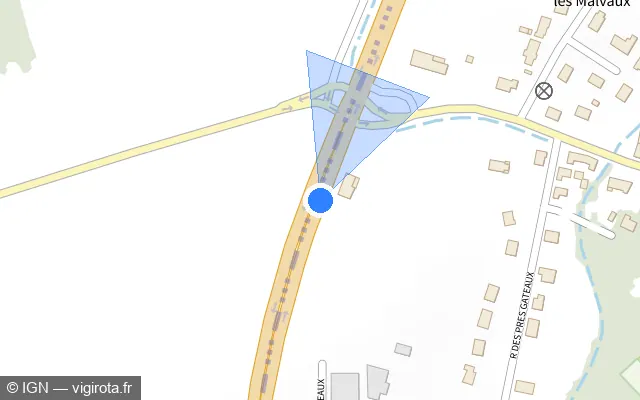 Vue plan de l'emplacement du radar tourelle à Sainte-Catherine-de-Fierbois sur D 910