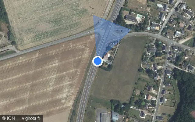 Vue satellite de l'emplacement du radar tourelle à Sainte-Catherine-de-Fierbois sur D 910