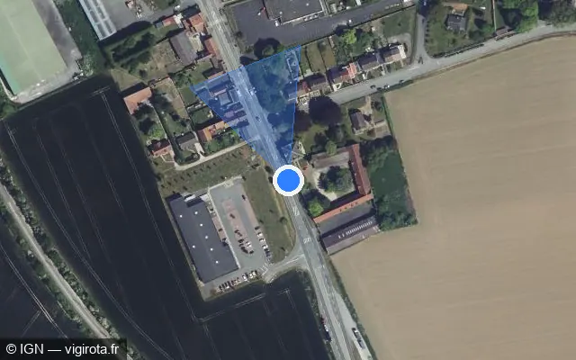 Vue satellite de l'emplacement du radar tourelle à Aubencheul-au-Bac sur Rue Nationale / D 643