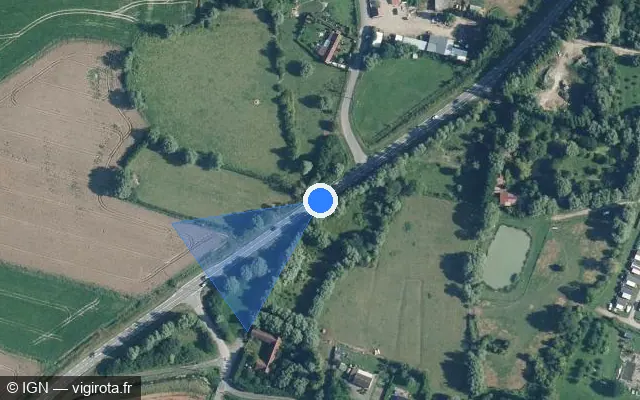 Vue satellite de l'emplacement du radar tourelle à Favières sur D 940