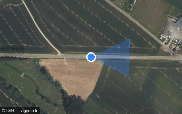 Vue satellite de l'emplacement du radar tourelle à Origny-le-Roux sur D 955