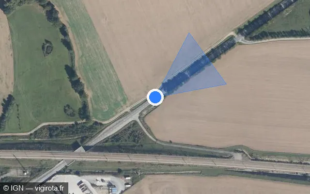 Vue satellite de l'emplacement du radar tourelle à Torcé sur D 777