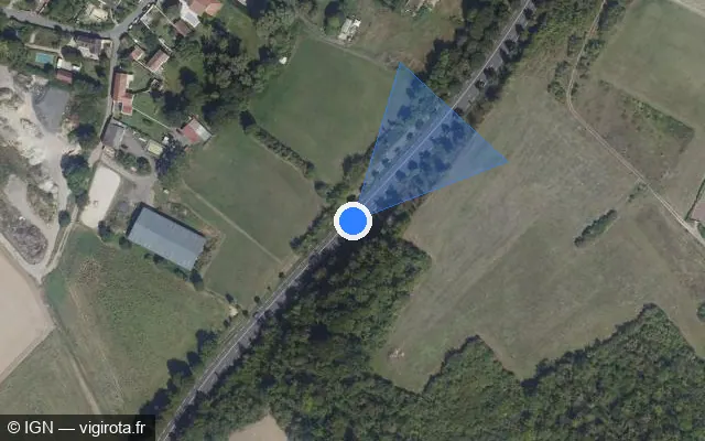 Vue satellite de l'emplacement du radar tourelle à Sagy sur D 28