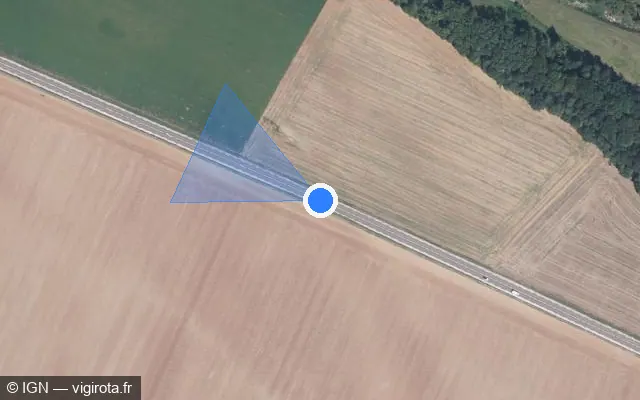 Vue satellite de l'emplacement du radar tourelle à La Neuvelle-lès-Scey sur N 19 / E 54