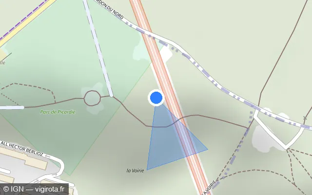 Vue plan de l'emplacement du radar fixe à Ville-d'Avray sur A 86 / Duplex A86