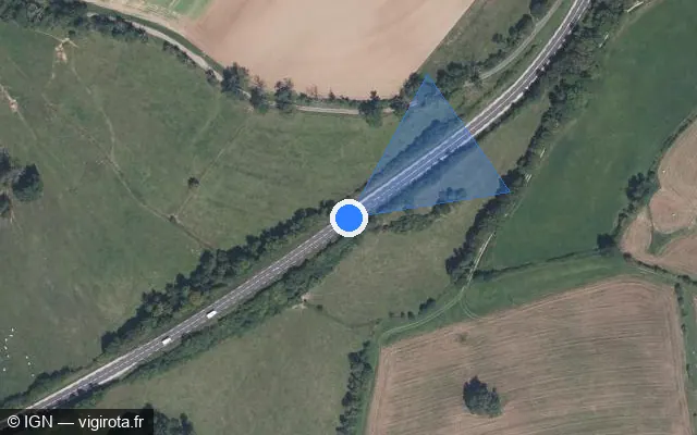 Vue satellite de l'emplacement du radar tourelle à Mollans sur N 19 / E 54