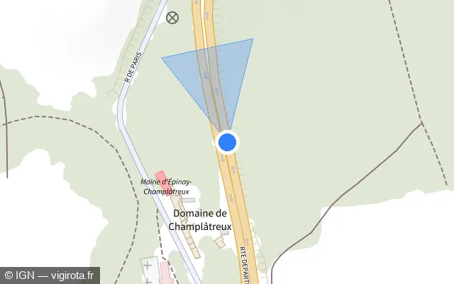 Vue plan de l'emplacement du radar tourelle à Épinay-Champlâtreux sur D 316