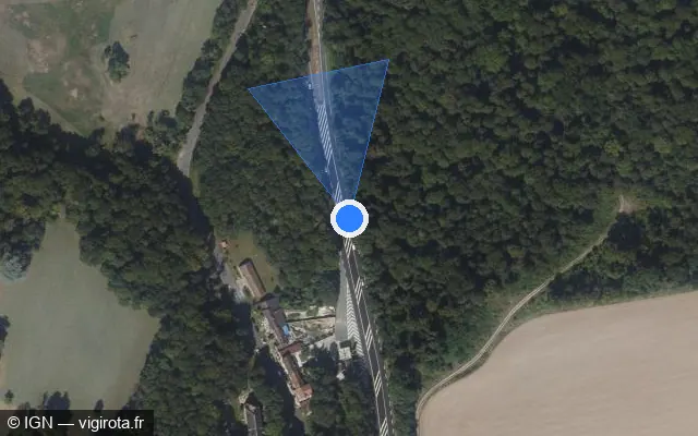 Vue satellite de l'emplacement du radar tourelle à Épinay-Champlâtreux sur D 316