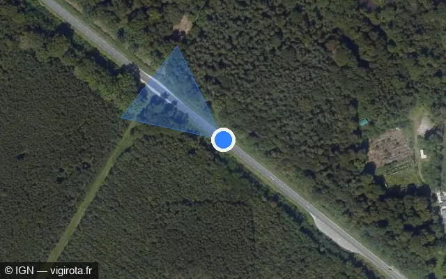 Vue satellite de l'emplacement du radar tourelle à Villeneuve-le-Comte sur D 231