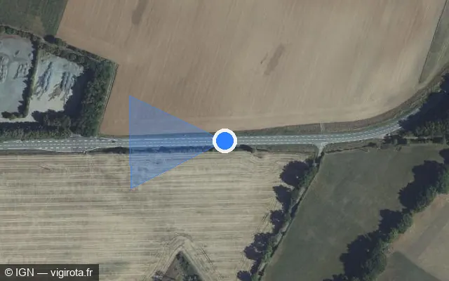 Vue satellite de l'emplacement du radar tourelle à Longnes sur D 357