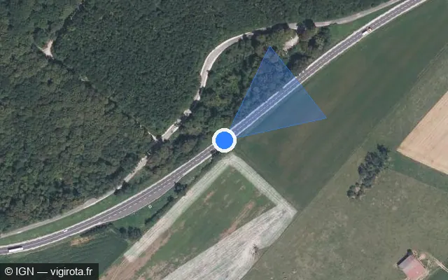 Vue satellite de l'emplacement du radar tourelle à Pomoy sur Route Nationale / N 19 / E 54
