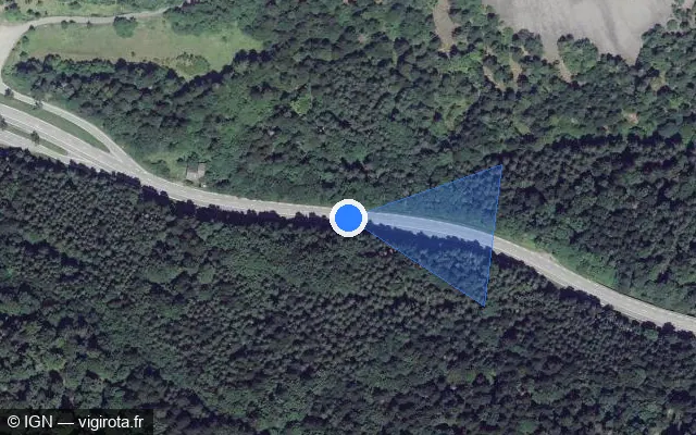 Vue satellite de l'emplacement du radar tourelle à Urbès sur D 1066 / E 512