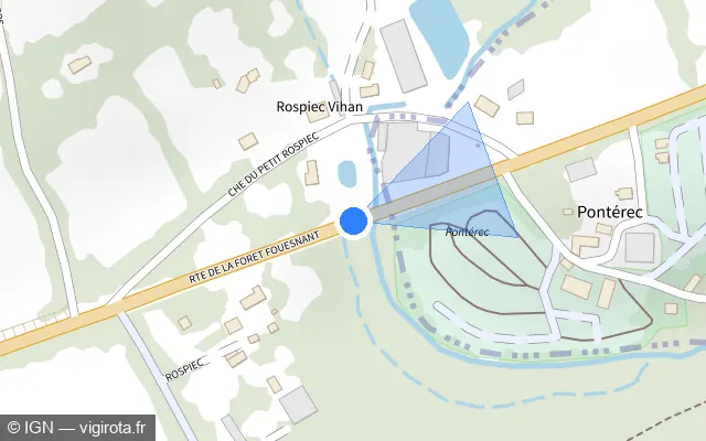 Vue plan de l'emplacement du radar tourelle à La Forêt-Fouesnant sur Route de la Forêt-Fouesnant / D 44