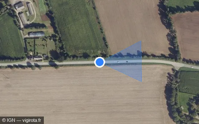 Vue satellite de l'emplacement du radar tourelle à Saint-Yvi sur D 765