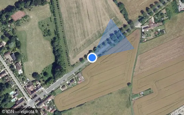 Vue satellite de l'emplacement du radar tourelle à Chamant sur Route de Compiègne / D 932a