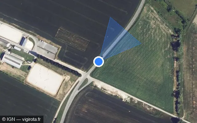 Vue satellite de l'emplacement du radar tourelle à Bertoncourt sur D 985