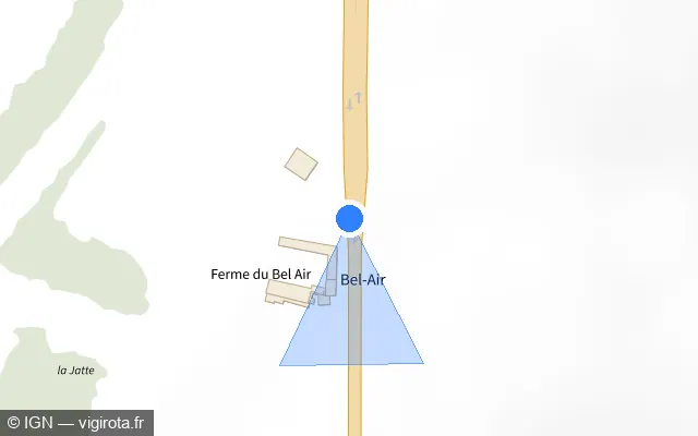 Vue plan de l'emplacement du radar tourelle à Airion sur D 916