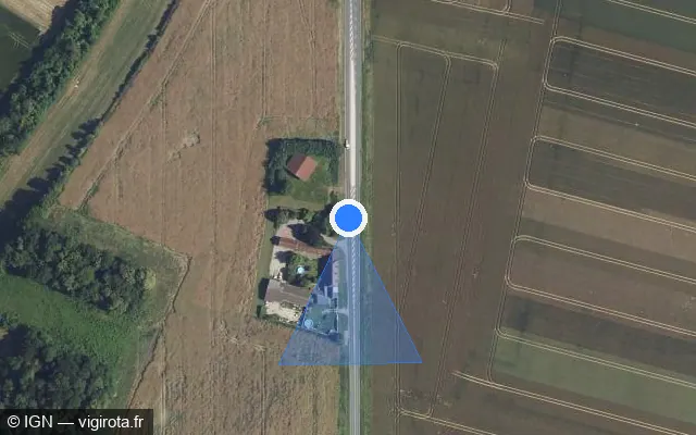 Vue satellite de l'emplacement du radar tourelle à Airion sur D 916