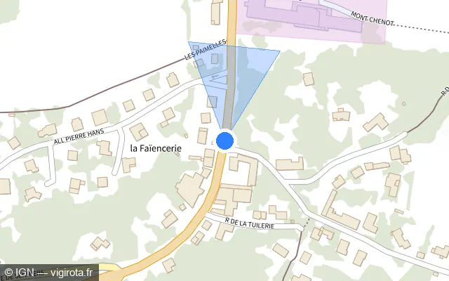 Vue plan de l'emplacement du radar tourelle à Villers-Allerand sur Route Nationale / D 951