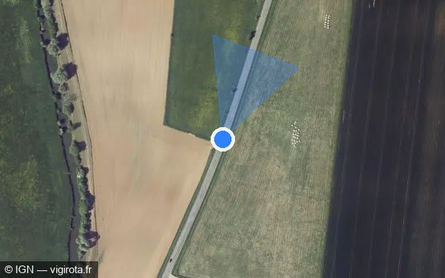 Vue satellite de l'emplacement du radar tourelle à Cheveuges sur D 977