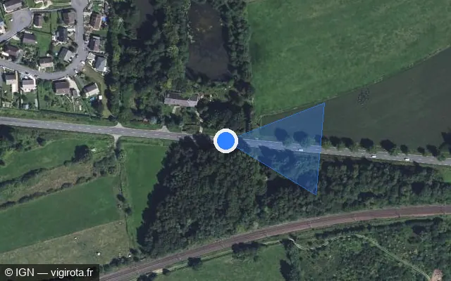 Vue satellite de l'emplacement du radar tourelle à Pouru-Saint-Remy sur Route Nationale / D 8043 / E 44