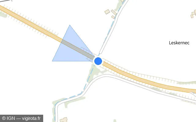 Vue plan de l'emplacement du radar tourelle à Paimpol sur D 786