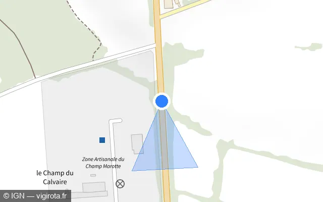 Vue plan de l'emplacement du radar tourelle à La Réorthe sur D 137