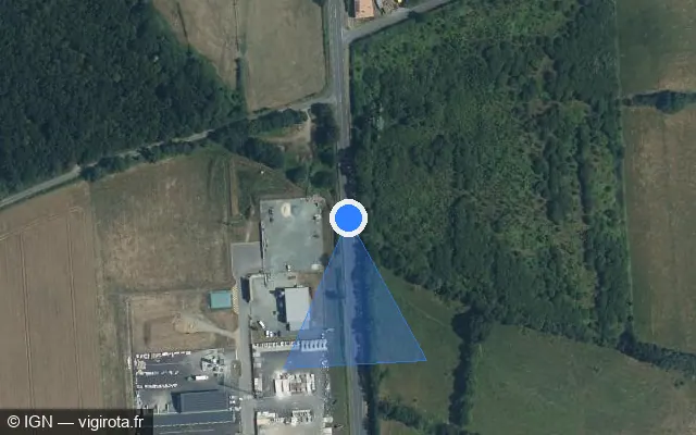 Vue satellite de l'emplacement du radar tourelle à La Réorthe sur D 137
