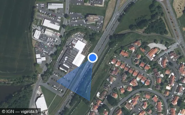 Vue satellite de l'emplacement du radar tourelle à Saint-Léger-sous-Cholet sur Boulevard de la Godinière / D 13