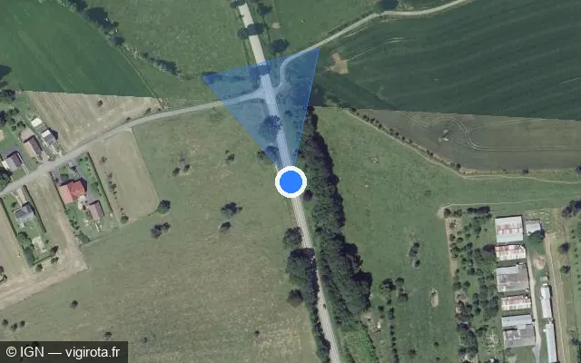 Vue satellite de l'emplacement du radar tourelle à Siewiller sur D 1061