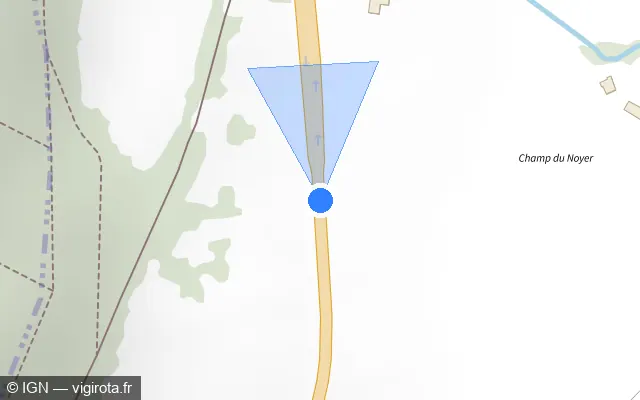 Vue plan de l'emplacement du radar tourelle à Quenoche sur N 57 / E 23