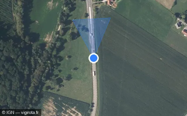Vue satellite de l'emplacement du radar tourelle à Quenoche sur N 57 / E 23