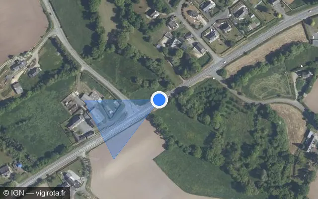 Vue satellite de l'emplacement du radar tourelle à Plaintel sur D 790