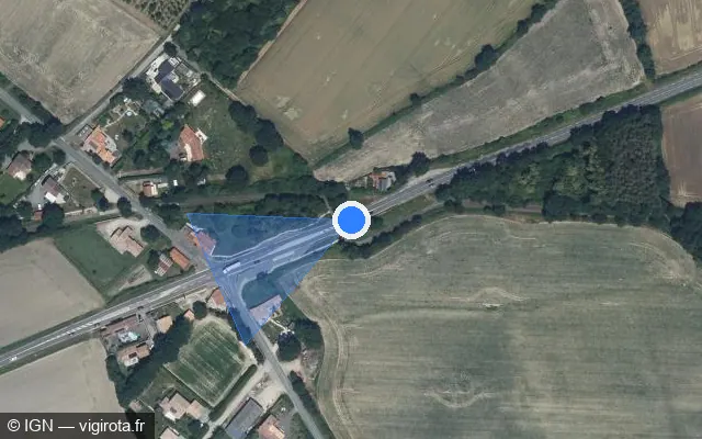 Vue satellite de l'emplacement du radar tourelle à Aizenay sur D 6