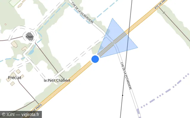 Vue plan de l'emplacement du radar tourelle à Rives-du-Loir-en-Anjou sur D 323
