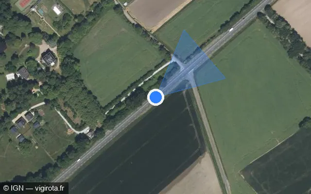 Vue satellite de l'emplacement du radar tourelle à Rives-du-Loir-en-Anjou sur D 323