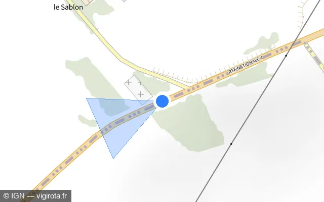 Vue plan de l'emplacement du radar tourelle à Ibigny sur Route Nationale 4 / N 4
