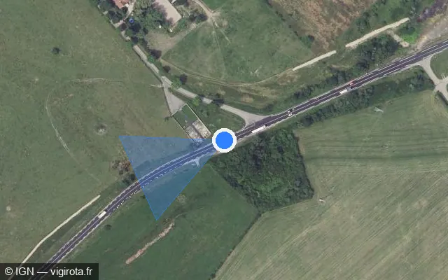 Vue satellite de l'emplacement du radar tourelle à Ibigny sur Route Nationale 4 / N 4