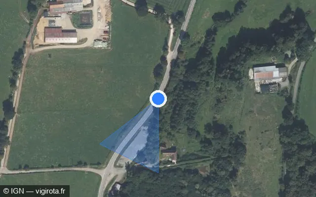 Vue satellite de l'emplacement du radar tourelle à Giel-Courteilles sur Route de Fromentel / D 909