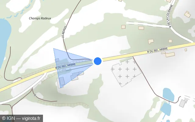 Vue plan de l'emplacement du radar tourelle à Grosmagny sur Rue du Bel Arbre / D 12