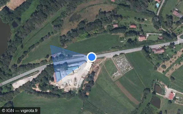 Vue satellite de l'emplacement du radar tourelle à Grosmagny sur Rue du Bel Arbre / D 12