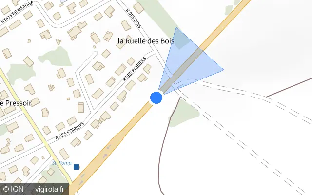 Vue plan de l'emplacement du radar tourelle à Combles-en-Barrois sur D 635