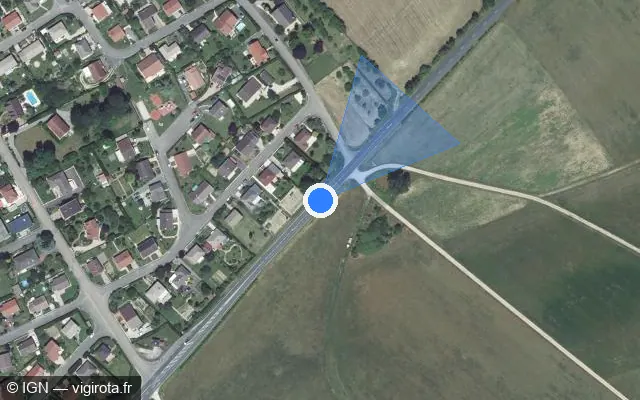 Vue satellite de l'emplacement du radar tourelle à Combles-en-Barrois sur D 635