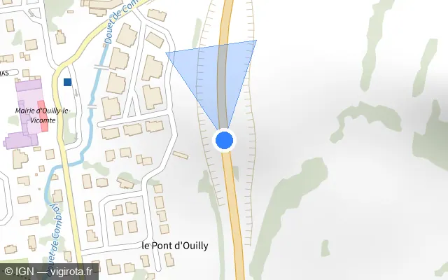 Vue plan de l'emplacement du radar tourelle à Ouilly-le-Vicomte sur D 579