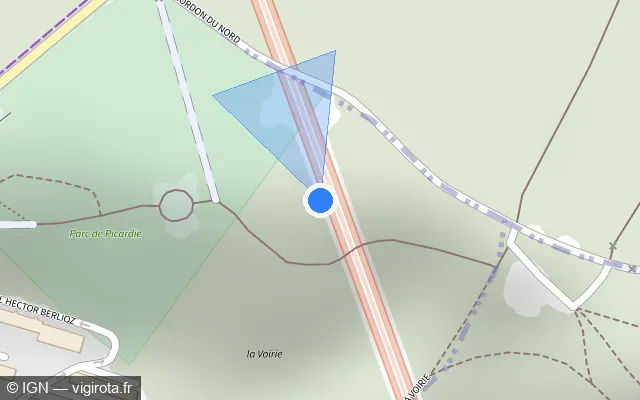 Vue plan de l'emplacement du radar fixe à Ville-d'Avray sur A 86 / Duplex A86