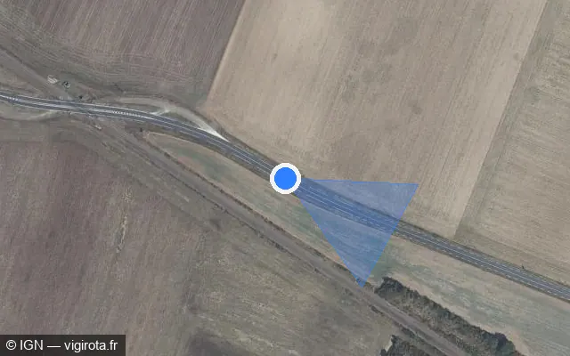 Vue satellite de l'emplacement du radar tourelle à Bengy-sur-Craon sur D 976
