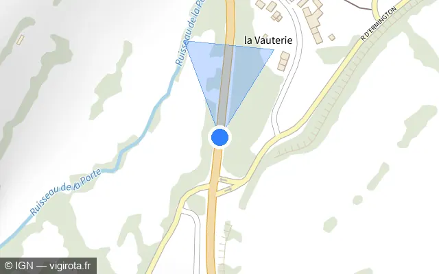 Vue plan de l'emplacement du radar tourelle à Clécy sur D 562