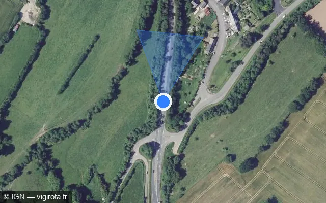 Vue satellite de l'emplacement du radar tourelle à Clécy sur D 562