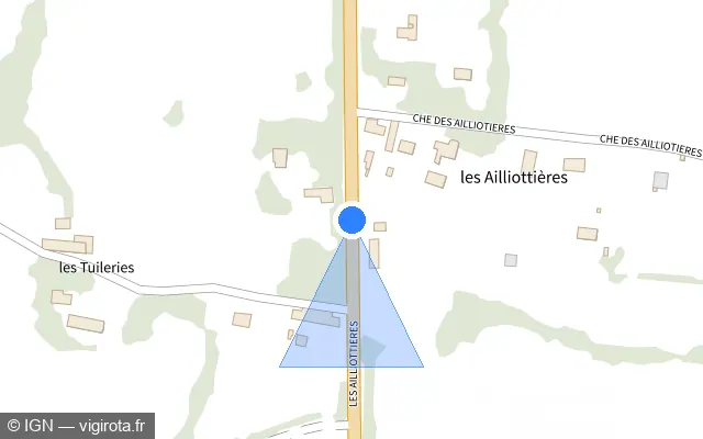 Vue plan de l'emplacement du radar tourelle à Le Pin-la-Garenne sur D 938