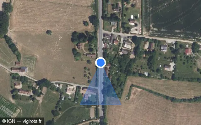 Vue satellite de l'emplacement du radar tourelle à Le Pin-la-Garenne sur D 938